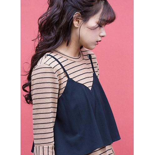 レディース　ボーダー　ワンピース　ベルシェイプドカフス　スカート　ロングスリーブ　長袖　ボトムス　春　夏　女性　大人　カジュアル　キュート　可愛い　おしゃれ　セクシー　ファッション　S　M　L　XL　サイズ　送料無料