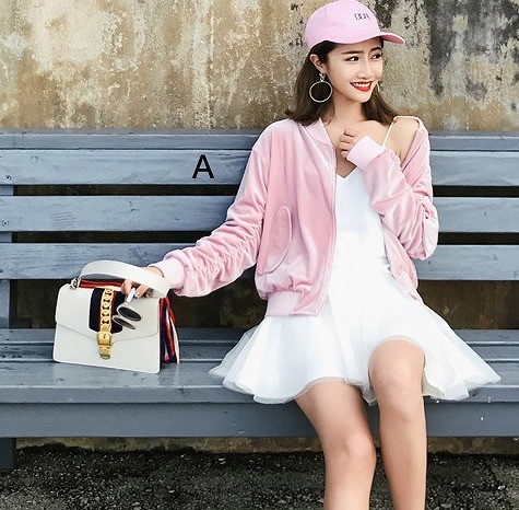 レディース　MA-1風　ミリタリージャケット　アウター　ブルゾン　長袖　ロングスリーブ　春　女性　大人　カジュアル　キュート　可愛い　おしゃれ　セクシー　ファッション　ピンク　S　M　L　サイズ　送料無料