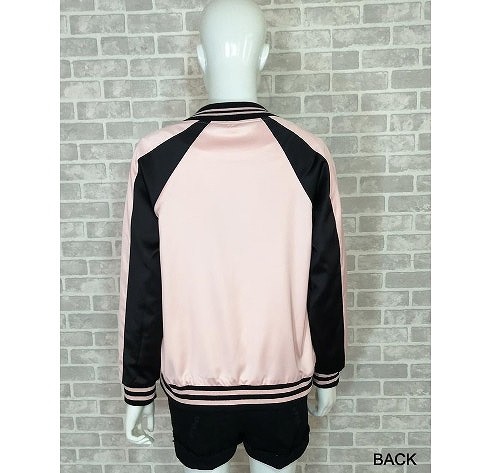 レディース　スカジャン　ジャケット　ブルゾン　アウター　長袖　春　女性　大人　カジュアル　キュート　可愛い　おしゃれ　セクシー　ファッション　ピンク　S　M　L　XL　サイズ　送料無料