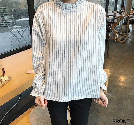 レディース　ストライプ　ブラウス　シャツ　長袖　ロングスリーブ　トップス　春　夏　女性　大人　カジュアル　キュート　可愛い　おしゃれ　セクシー　ファッション　ホワイト　S　M　L　XL　サイズ　送料無料