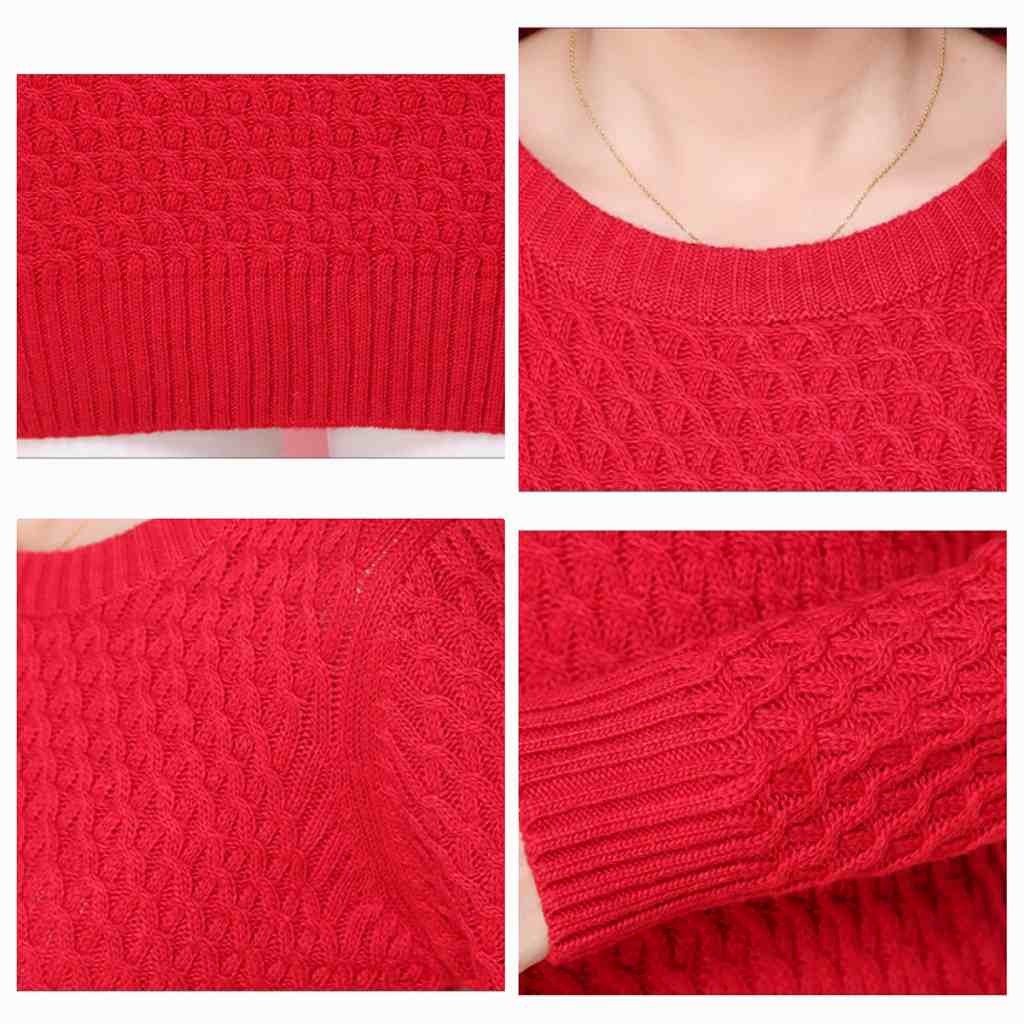 レディース　ケーブルニットセーター　長袖　ラウンドネック　ロング丈　プルオーバー　すっきり　スリム　大人　かわいい　カジュアル　デート　外出　全４色　送料無料