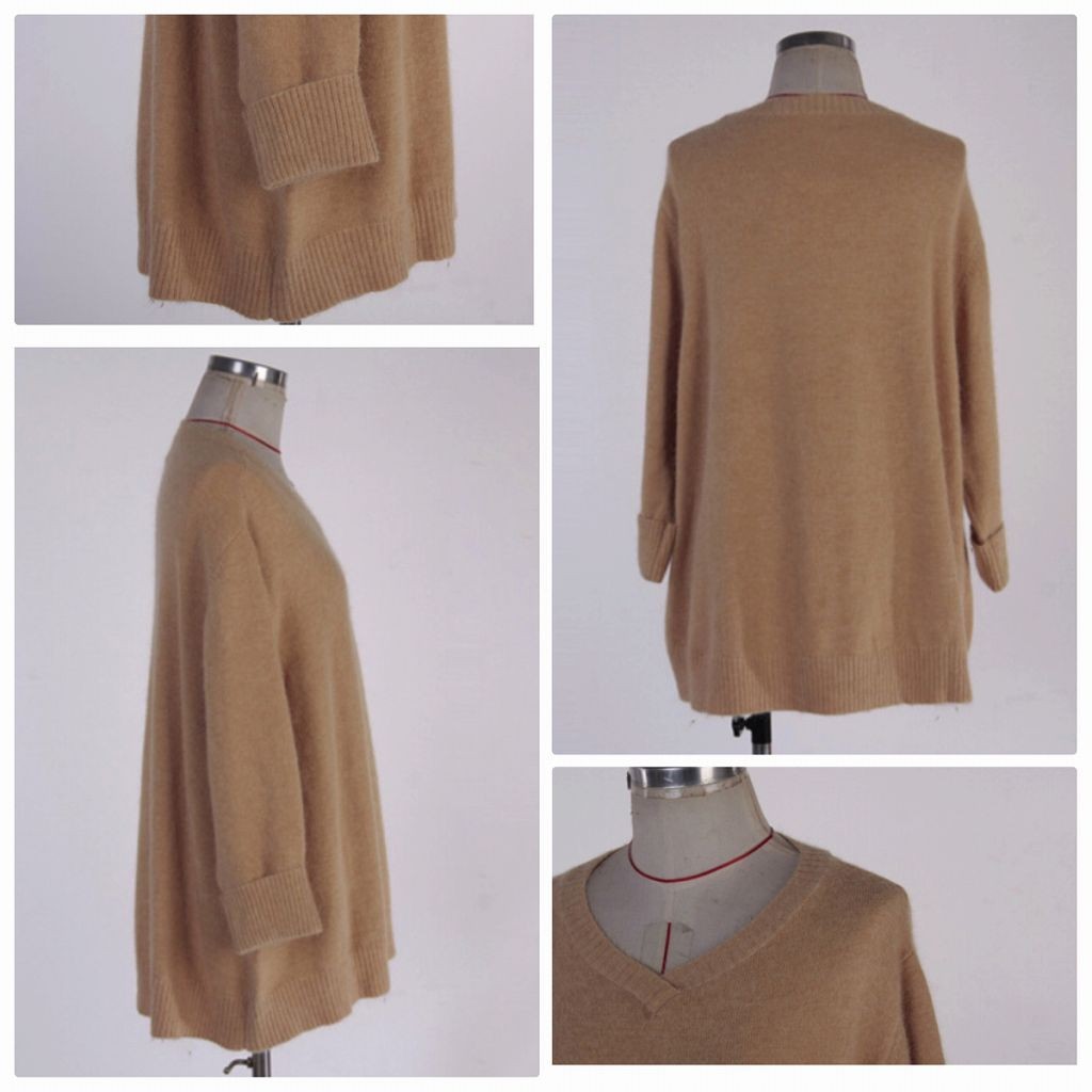 レディース　ニットセーター　長袖　Ｖネック　ロング丈　プルオーバー　ゆったり　大人　かわいい　カジュアル　デート　外出　全４色　送料無料