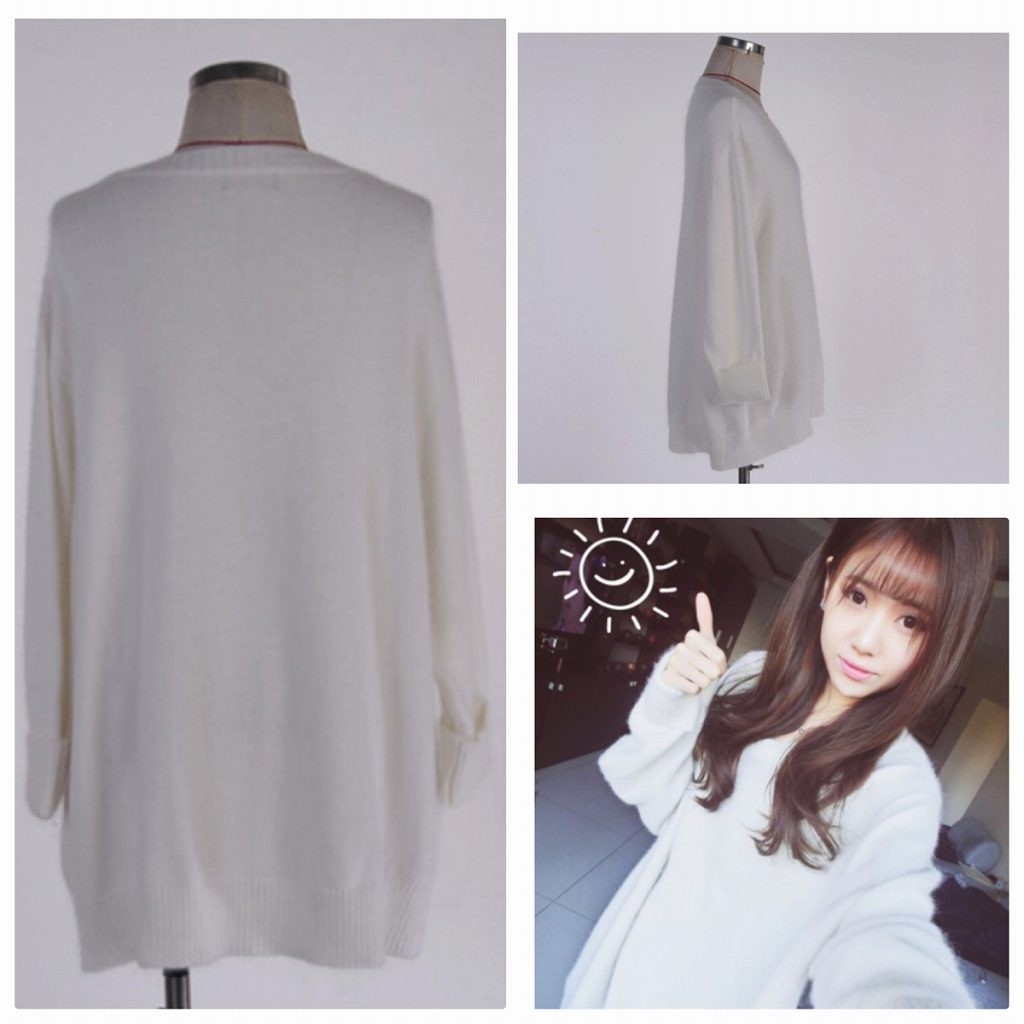 レディース　ニットセーター　長袖　Ｖネック　ロング丈　プルオーバー　ゆったり　大人　かわいい　カジュアル　デート　外出　全４色　送料無料