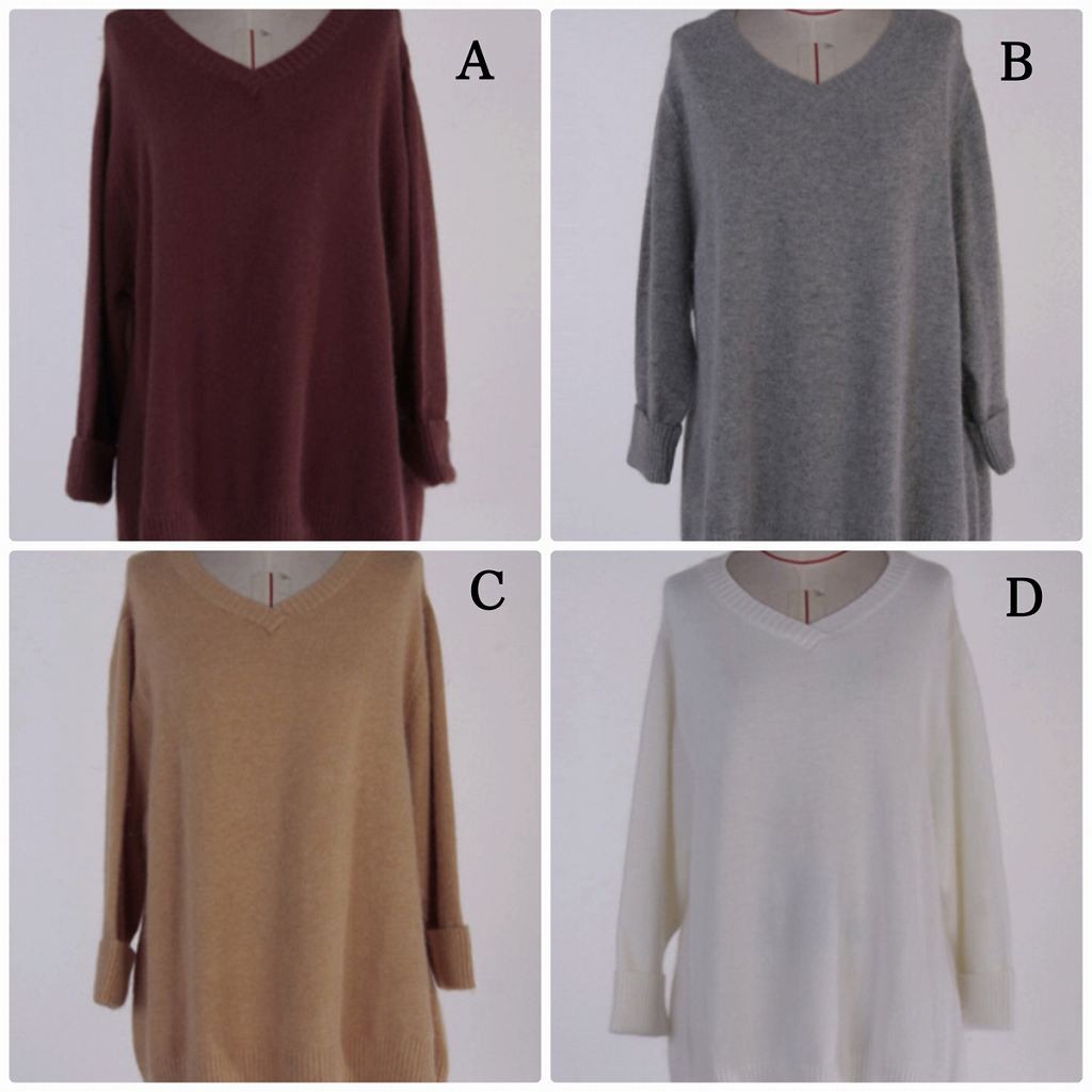 レディース　ニットセーター　長袖　Ｖネック　ロング丈　プルオーバー　ゆったり　大人　かわいい　カジュアル　デート　外出　全４色　送料無料
