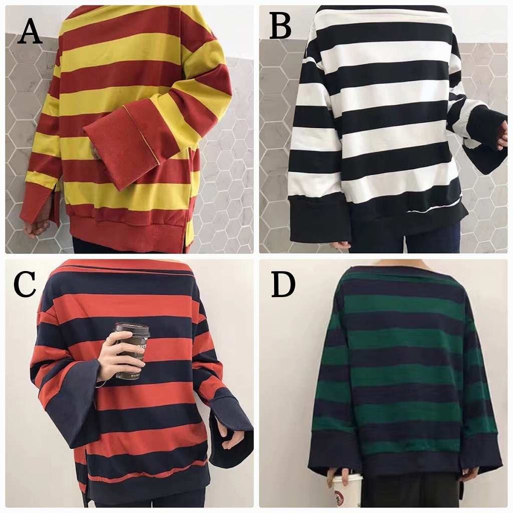 レディース　Ｔシャツ　ボーダー　ボートネック　長袖　ミドル丈　バットスリーブ　ゆったり　大人　ストリート　カジュアル　デート　外出　全４色　送料無料