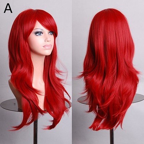 レディース　コスチューム　ロングヘア　ウィッグ　ヘアピース　かつら　コスプレ　なりきり　本格派　公演　演劇　ハロウィン　衣装　イベント　パーティ　仮装　レッド　ホワイト　ゴールド　パープル　ブラック　ピンク　グリーン　ブラウン　イエロー　送料無料