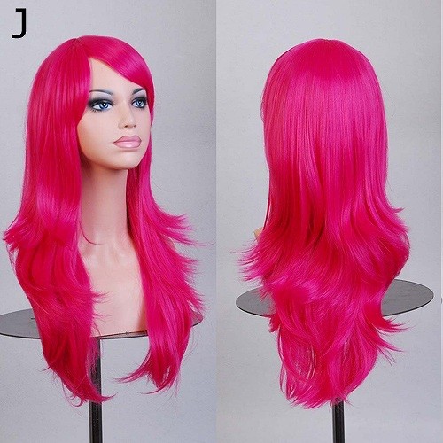 レディース　コスチューム　ロングヘア　ウィッグ　ヘアピース　かつら　コスプレ　なりきり　本格派　公演　演劇　ハロウィン　衣装　イベント　パーティ　仮装　レッド　ホワイト　ゴールド　パープル　ブラック　ピンク　グリーン　ブラウン　イエロー　送料無料
