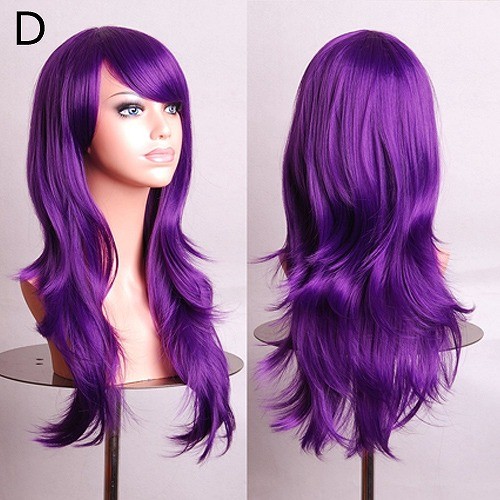 レディース　コスチューム　ロングヘア　ウィッグ　ヘアピース　かつら　コスプレ　なりきり　本格派　公演　演劇　ハロウィン　衣装　イベント　パーティ　仮装　レッド　ホワイト　ゴールド　パープル　ブラック　ピンク　グリーン　ブラウン　イエロー　送料無料