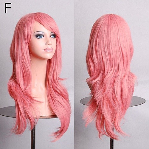 レディース　コスチューム　ロングヘア　ウィッグ　ヘアピース　かつら　コスプレ　なりきり　本格派　公演　演劇　ハロウィン　衣装　イベント　パーティ　仮装　レッド　ホワイト　ゴールド　パープル　ブラック　ピンク　グリーン　ブラウン　イエロー　送料無料