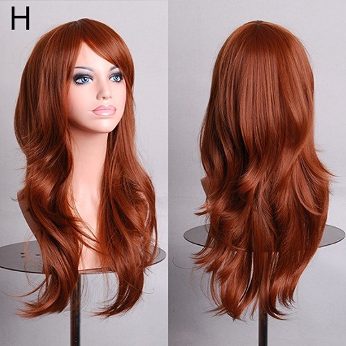 レディース　コスチューム　ロングヘア　ウィッグ　ヘアピース　かつら　コスプレ　なりきり　本格派　公演　演劇　ハロウィン　衣装　イベント　パーティ　仮装　レッド　ホワイト　ゴールド　パープル　ブラック　ピンク　グリーン　ブラウン　イエロー　送料無料