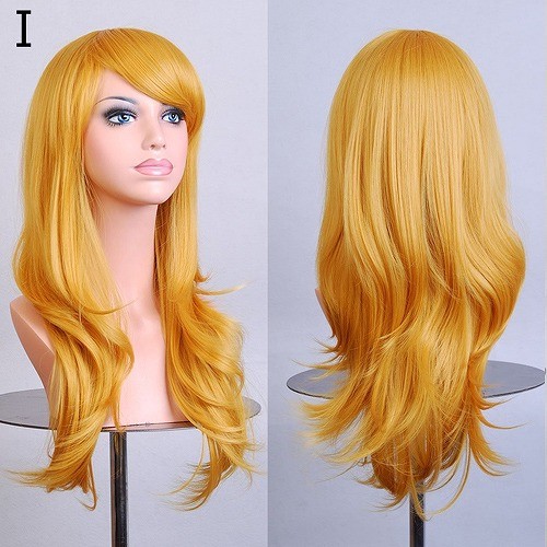 レディース　コスチューム　ロングヘア　ウィッグ　ヘアピース　かつら　コスプレ　なりきり　本格派　公演　演劇　ハロウィン　衣装　イベント　パーティ　仮装　レッド　ホワイト　ゴールド　パープル　ブラック　ピンク　グリーン　ブラウン　イエロー　送料無料