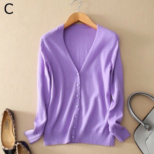 レディース　トップス　カーディガン　Vネック　クルーネック　長袖　無地　シンプル　定番　カジュアル　大人可愛い　フェミニン　オフィス　OL　デート　お出かけ　デイリー　ブルー　グレー　パープル　ベージュ　グリーン　ピンク　オレンジ　レッド　ブラック　送料無料