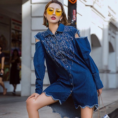 レディース　アウター　クラッシュデニム　コート　ダメージ　長袖　無地　シンプル　カジュアル　大人可愛い　フェミニン　デート　お出かけ　デイリー　ブルー　送料無料