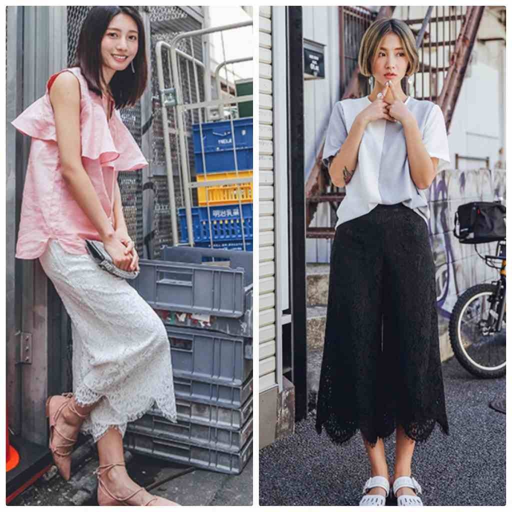 レディース　ボトムス　ワイドパンツ　ガウチョパンツ　レース　7分丈　カジュアル　大きいサイズ　フェミニン　セクシー　エレガント　シンプル　普段着　お出かけ　デート　ブラック　ホワイト　送料無料