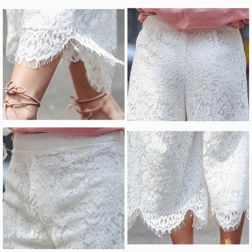 レディース　ボトムス　ワイドパンツ　ガウチョパンツ　レース　7分丈　カジュアル　大きいサイズ　フェミニン　セクシー　エレガント　シンプル　普段着　お出かけ　デート　ブラック　ホワイト　送料無料