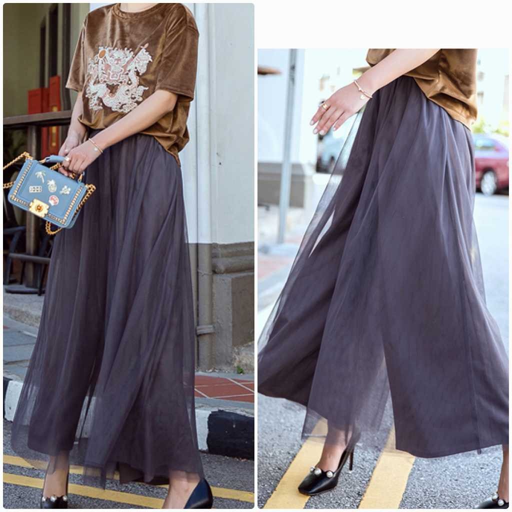  レディース　ボトムス　ワイドパンツ　ガウチョパンツ　無地　メッシュ　カジュアル　フェミニン　セクシー　かわいい　シンプル　通勤　OL　普段着　お出かけ　デート　グレー　送料無料