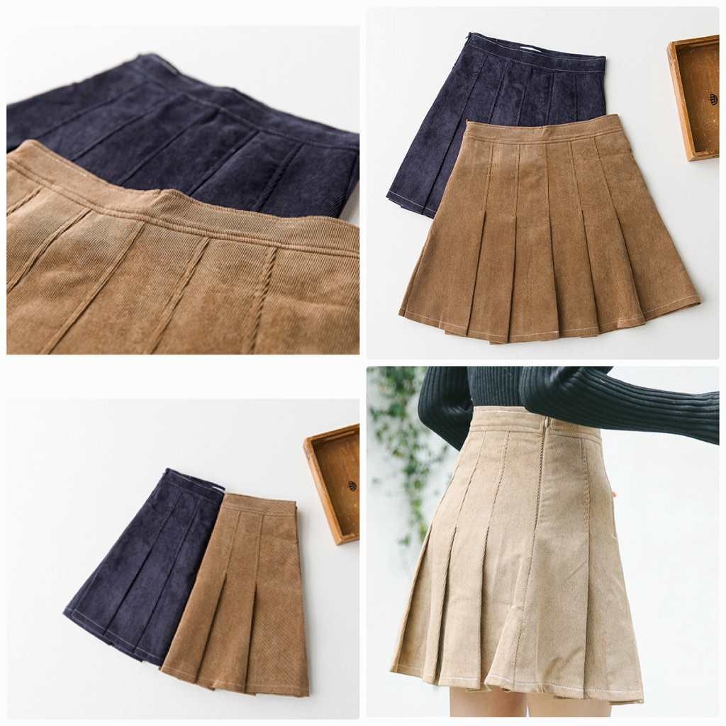 レディース　スカート　フレア　ゴアード　ミニ丈　コーデュロイ　カジュアル　キュート　可愛い　おしゃれ　フェミニン　デート　普段着　無地　カーキ　ブルー　送料無料