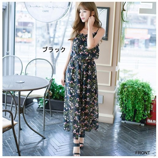 レディース　ボヘミアン　花柄　シフォン　ワンピース　スカート　ボトムス　春　夏　女性　大人　カジュアル　清楚　キュート　可愛い　おしゃれ　エレガント　セクシー　ファッション　ホワイト　ブラック　白　黒　S　M　L　XL　サイズ　送料無料
