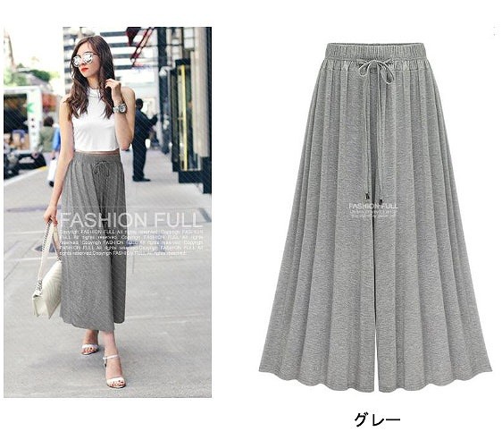 レディース　ワイドレッグパンツ　クロップド　ゆったり　フレア　ボトムス　半端丈　春　夏　人気　女性　大人　カジュアル　可愛い　おしゃれ　きれいめ　上品　セクシー　グレー　ブラック　ネイビー　灰色　黒　紺　フリーサイズ　ワンサイズ　送料無料