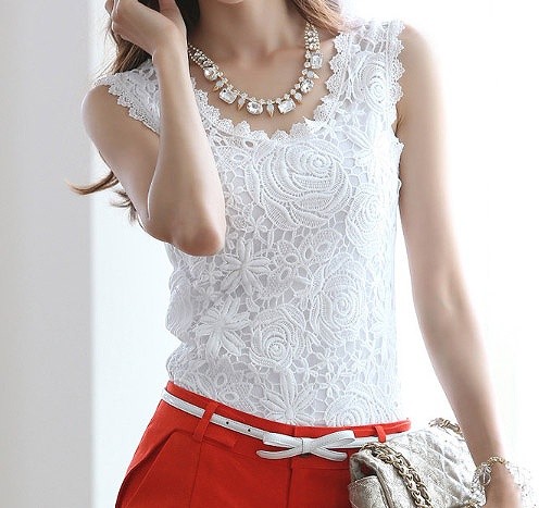 レディース　ノースリーブ　タンクトップ　レース　薔薇　花柄　キャミソール　トップス　女性　大人　カジュアル　おしゃれ　セクシー　可愛い　ホワイト　ブラック　白　黒　S　M　L　XL　XXL　XXXL　サイズ　送料無料