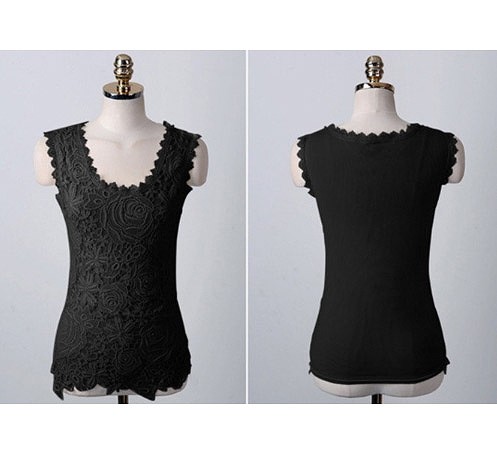 レディース　ノースリーブ　タンクトップ　レース　薔薇　花柄　キャミソール　トップス　女性　大人　カジュアル　おしゃれ　セクシー　可愛い　ホワイト　ブラック　白　黒　S　M　L　XL　XXL　XXXL　サイズ　送料無料