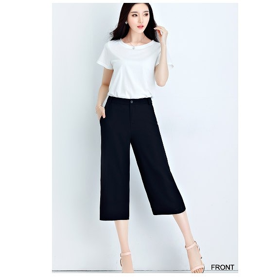 レディース　ワイドレッグパンツ　クロップド　ゆったり　美脚　脚長　美シルエット　ボトムス　半端丈　春　夏　人気　女性　大人　カジュアル　可愛い　おしゃれ　きれいめ　上品　セクシー　ブラック　黒　S　M　L　XL　XXL　サイズ　送料無料