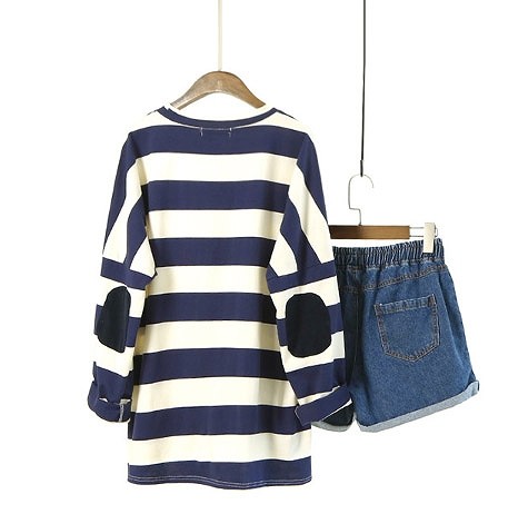 レディース　ボーダー　ロングTシャツ　パッチワーク　クルーネック　トップス　長袖　春　夏　人気　女性　大人　カジュアル　可愛い　おしゃれ　きれいめ　上品　セクシー　ネイビー　紺　フリーサイズ　ワンサイズ　送料無料