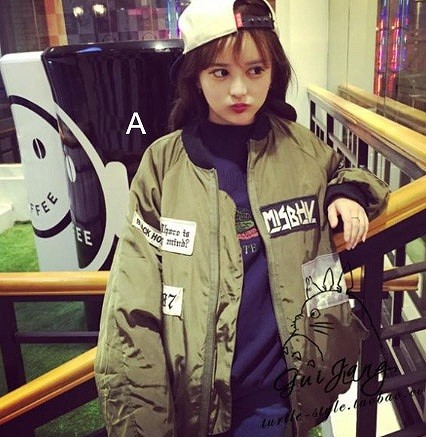 レディース　ミリタリージャケット　ブルゾン　アウター　JKT　オーバーサイズ　リブ付き　ワッペン　MA-1　MA1　フライトジャケット　女性　大人　カジュアル　おしゃれ　可愛い　オリーブ　ブラック　黒　M　L　XL　サイズ　送料無料