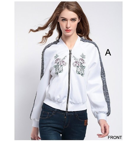 レディース　スカジャン　ミリタリージャケット　ブルゾン　アウター　JKT　リブ付き　ジャケット　女性　大人　カジュアル　おしゃれ　可愛い　ホワイト　ネイビー　白　紺　S　M　L　XL　サイズ　送料無料