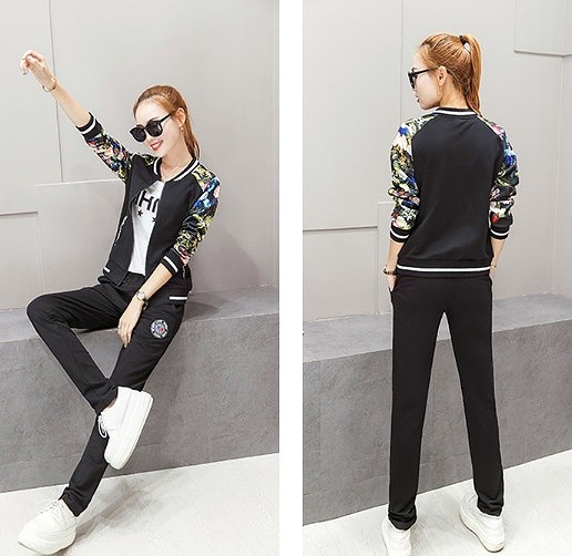 レディース　ジャージ　セットアップ　上下セット　スウェットパンツ　スタジャン　アウター　ボトムス　花柄　　女性　大人　カジュアル　おしゃれ　可愛い　ホワイト　レッド　ブラック　白　赤　黒　M　L　XL　XXL　XXXL　サイズ　送料無料