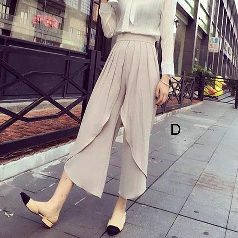 レディース　シフォン　プリーツ　ワイドレッグパンツ　クロップド　ゆったり　半端丈　美脚　脚長　美シルエット　ボトムス　半端丈　春　夏　人気　女性　大人　カジュアル　きれいめ　上品　ブラック　ベージュ　イエロー　ピンク　フリーサイズ　ワンサイズ　送料無料