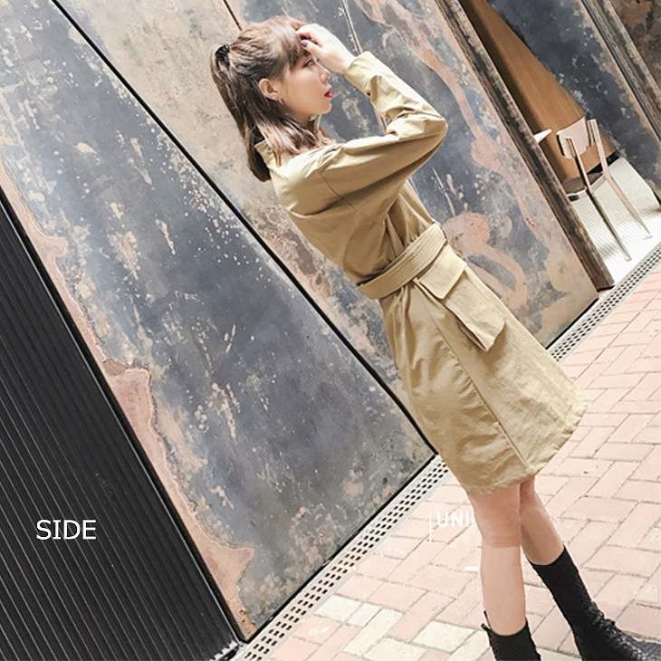 レディース　ボトルネック　ワンピース　ジッパー　ドレス　ロングスリーブ　長袖　スカート　ボトムス　春　夏　女性　大人　フェミニン　カジュアル　キュート　可愛い　おしゃれ　エレガント　ファッション　ベージュ　無地　人気　S　M　サイズ　送料無料