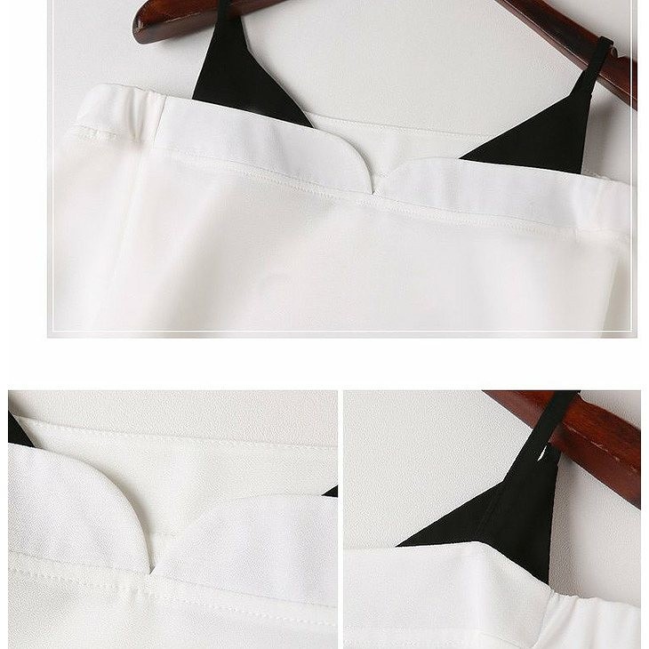 レディース　大きいサイズ　ワイドレッグパンツ　フレアスリーブ　セット　七分丈　ボトムス　春　夏　女性　大人　フェミニン　カジュアル　おしゃれ　エレガント　セクシー　上品　ファッション　ホワイト　ブラック　人気　S　M　L　XL　XXL　サイズ　送料無料