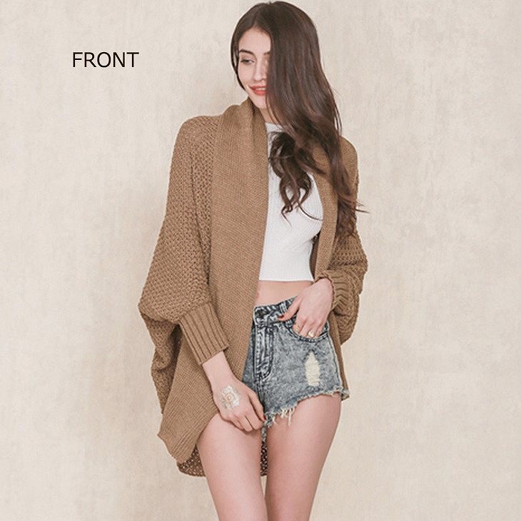 レディース　カーディガン　コート　セーター　ニット　羽織　ジャケット　人気　春　夏　女性　大人　フェミニン　カジュアル　おしゃれ　エレガント　セクシー　上品　お出かけ　ファッション　ブラウン　茶色　フリーサイズ　ワンサイズ　送料無料