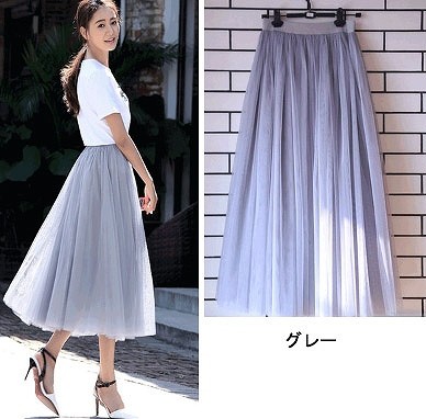 レディース　スカート　シフォン　マキシ丈　ロング　無地　シンプル　カジュアル　大人可愛い　上品　エレガント　フェミニン　結婚式　2次会　パーティ　発表会　デート　お出かけ　グレー　ブラック　ホワイト　送料無料