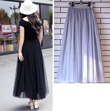 レディース　スカート　シフォン　マキシ丈　ロング　無地　シンプル　カジュアル　大人可愛い　上品　エレガント　フェミニン　結婚式　2次会　パーティ　発表会　デート　お出かけ　グレー　ブラック　ホワイト　送料無料