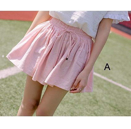 レディース　キュロット　スカート　膝上丈　ミニ　無地　シンプル　コットン　カジュアル　フリーサイズ　大人可愛い　フェミニン　スポーツ　デート　お出かけ　ピンク　ブルー　ブラック　送料無料
