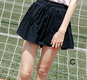 レディース　キュロット　スカート　膝上丈　ミニ　無地　シンプル　コットン　カジュアル　フリーサイズ　大人可愛い　フェミニン　スポーツ　デート　お出かけ　ピンク　ブルー　ブラック　送料無料