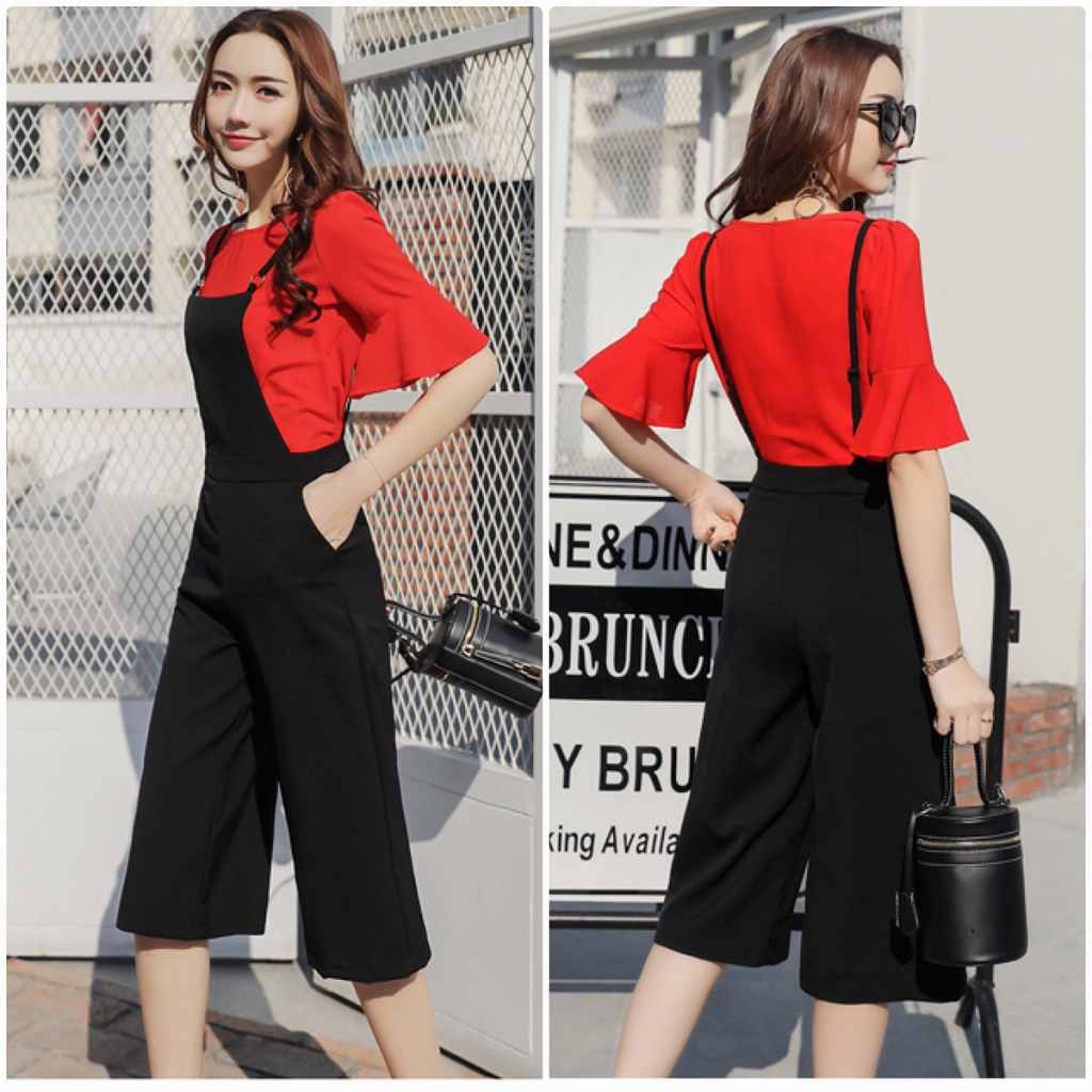 レディース　ブラウス　ワイドレッグパンツ　セットアップ　クロップド　フレアスリーブ　ボトムス　トップス　半袖　春　夏　人気　女性　大人　カジュアル　可愛い　おしゃれ　きれいめ　上品　セクシー　ホワイト　レッド　ベージュ　S　M　L　XL　サイズ　送料無料