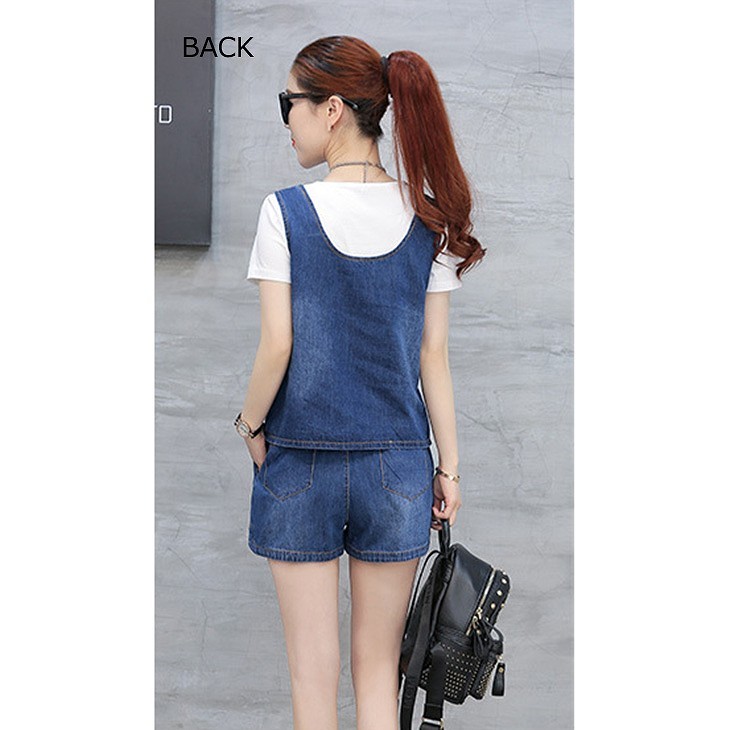 レディース　デニム　タンクトップ　ノースリーブ　キャミソール　短パン　セット　ジーンズ　ボトムス　カジュアル　キュート　可愛い　フェミニン　おしゃれ　お出かけ　ライトブルー　ブルー　S　M　L　XL　サイズ　送料無料