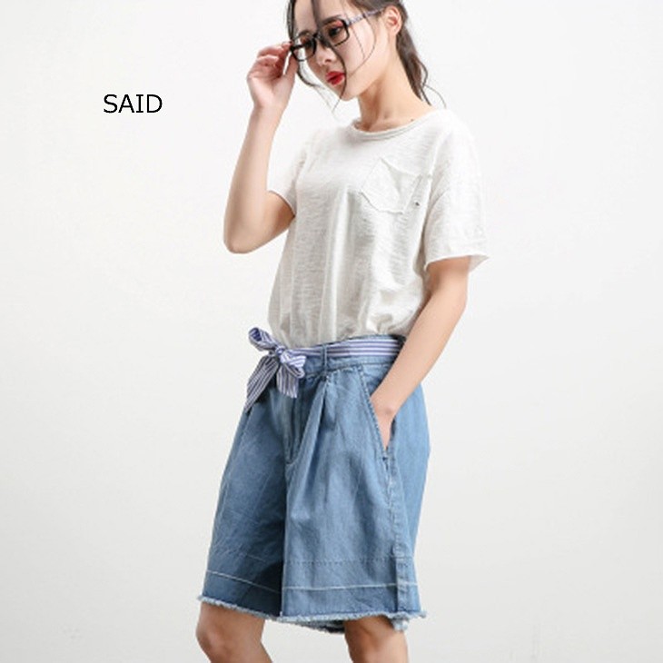 レディース　デニム　ハイウエスト　ショートパンツ　ワイドレッグパンツ　短パン　ジーンズ　ボトムス　大人　女性　カジュアル　キュート　可愛い　フェミニン　おしゃれ　お出かけ　春　夏　ブルー　M　L　サイズ　送料無料