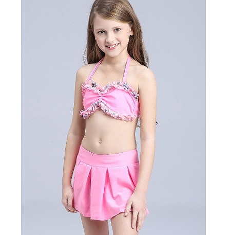 キッズ　女の子　水着　ビキニ　スカート　蝶　フレア　ラッシュガード　半袖　セパレート　海　プール　スイミング　ビーチ　リゾート　マリン　海水浴　夏休み　旅行　可愛い　キュート　子供　ジュニア　ピンク　イエロー　M　L　XL　サイズ　送料無料