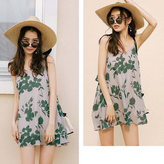 レディース　シフォン　ミニ丈　ドレス　ワンピース　ノースリーブ　フレア　キャミソール　カジュアル　キュート　可愛い　フェミニン　セクシー　きれいめ　エレガント　おしゃれ　お出かけ　お呼ばれ　グリーン　緑　S　M　L　サイズ　送料無料