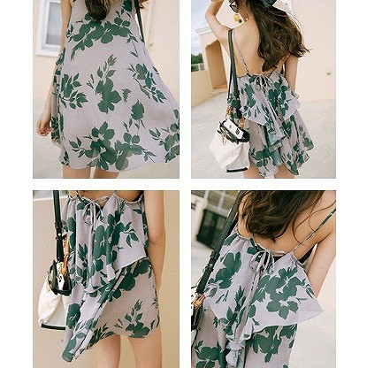 レディース　シフォン　ミニ丈　ドレス　ワンピース　ノースリーブ　フレア　キャミソール　カジュアル　キュート　可愛い　フェミニン　セクシー　きれいめ　エレガント　おしゃれ　お出かけ　お呼ばれ　グリーン　緑　S　M　L　サイズ　送料無料
