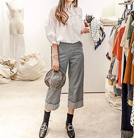 レディース　デニム　ストライプ　クロップド　半端丈　ジーンズ　ジーパン　ボトムス　カジュアル　キュート　可愛い　フェミニン　セクシー　きれいめ　エレガント　おしゃれ　お出かけ　お呼ばれ　フリーサイズ　ワンサイズ　送料無料