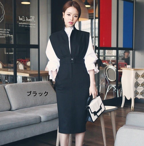 レディース　ワンピース　Vネック　スリム　ドレス　タイト　カジュアル　キュート　可愛い　フェミニン　セクシー　きれいめ　エレガント　おしゃれ　お出かけ　お呼ばれ　ブラック　グレー　黒　灰色　S　M　L　XL　サイズ　送料無料