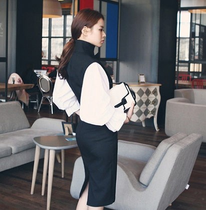 レディース　ワンピース　Vネック　スリム　ドレス　タイト　カジュアル　キュート　可愛い　フェミニン　セクシー　きれいめ　エレガント　おしゃれ　お出かけ　お呼ばれ　ブラック　グレー　黒　灰色　S　M　L　XL　サイズ　送料無料