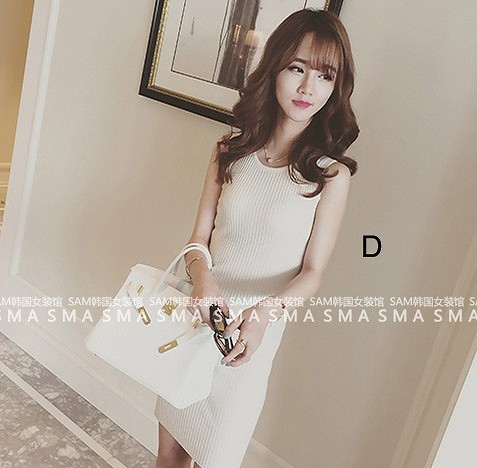 レディース　ニットワンピース　タンクトップ　スリム　ドレス　タイト　カジュアル　キュート　可愛い　フェミニン　セクシー　きれいめ　エレガント　おしゃれ　お出かけ　お呼ばれ　ブラック　グレー　ピンク　グリーン　ホワイト　フリーサイズ　ワンサイズ　送料無料