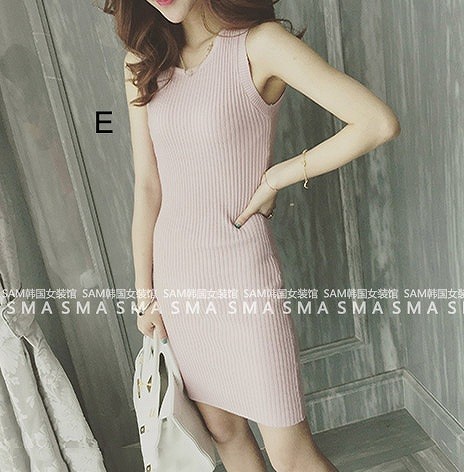 レディース　ニットワンピース　タンクトップ　スリム　ドレス　タイト　カジュアル　キュート　可愛い　フェミニン　セクシー　きれいめ　エレガント　おしゃれ　お出かけ　お呼ばれ　ブラック　グレー　ピンク　グリーン　ホワイト　フリーサイズ　ワンサイズ　送料無料