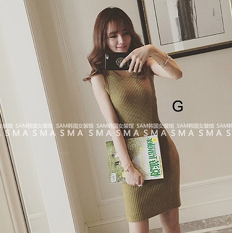 レディース　ニットワンピース　タンクトップ　スリム　ドレス　タイト　カジュアル　キュート　可愛い　フェミニン　セクシー　きれいめ　エレガント　おしゃれ　お出かけ　お呼ばれ　ブラック　グレー　ピンク　グリーン　ホワイト　フリーサイズ　ワンサイズ　送料無料